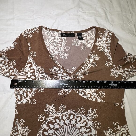 INC International Concepts Womens Babydoll Dress Medium Y2K Boho Floral Abstract - Picture 4 of 9